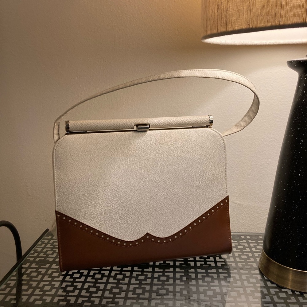 Vintage Naturalizer White & Brown Purse